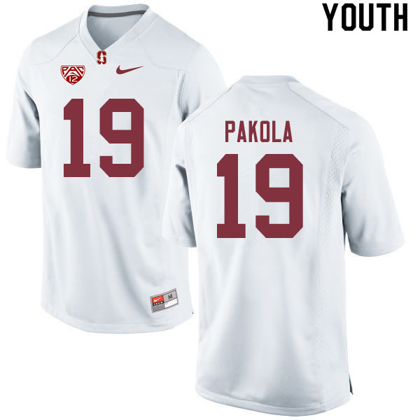 Youth #19 Joshua Pakola Stanford Cardinal College Football Jerseys Sale-White - Click Image to Close